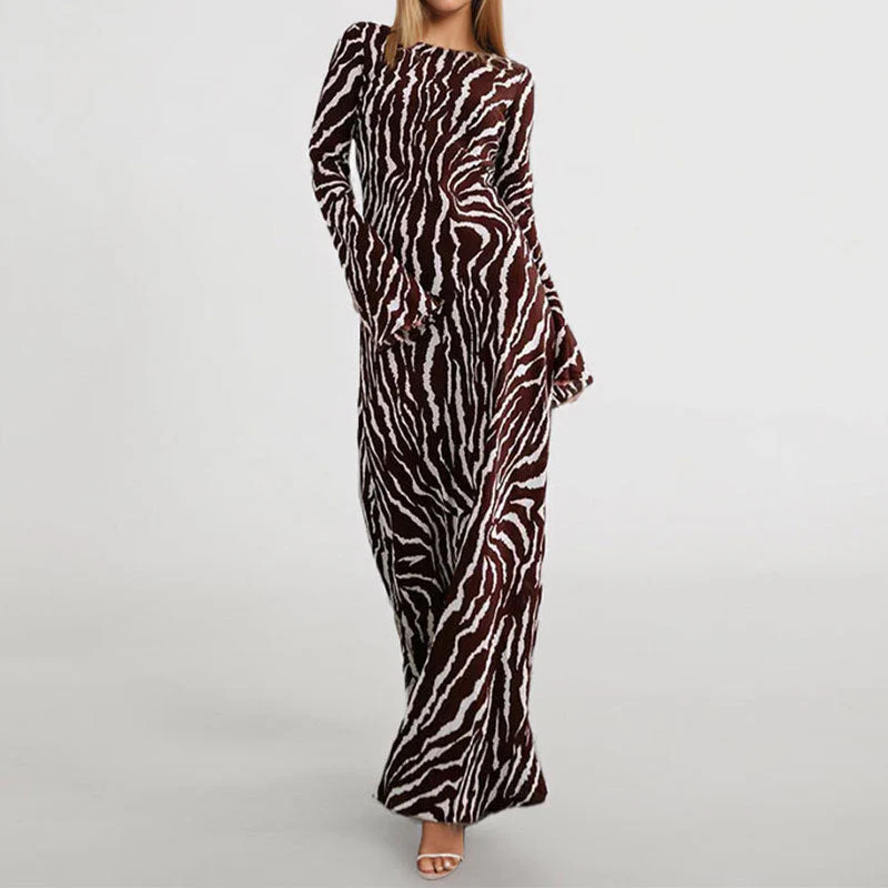 Damen Maxikleid mit Einem Modernen Zebra-Print und Asymmetrischem Schnitt Heidi-Mode - Image 3