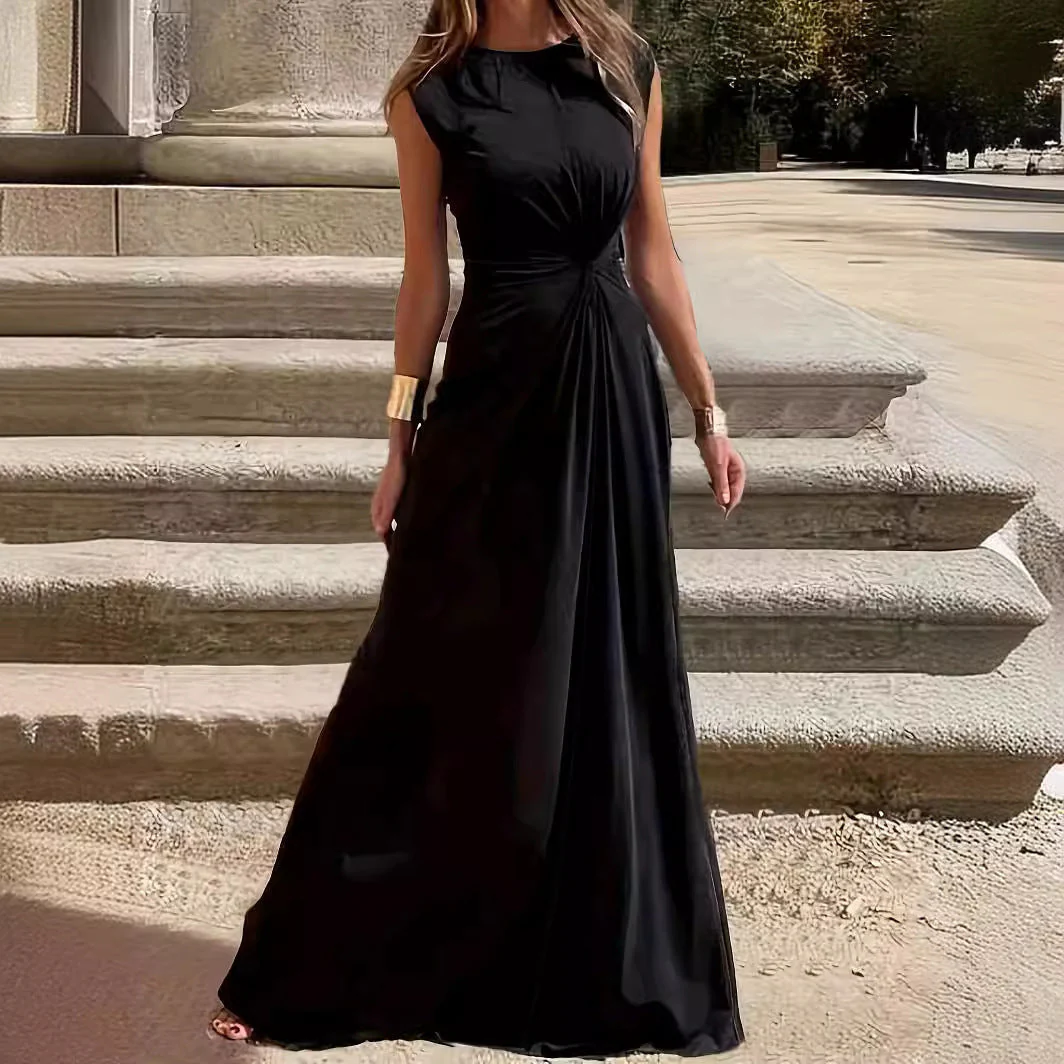 Damen Maxikleid mit Elegantem Knoten-Detail und Fließendem Schnitt Heidi-Mode