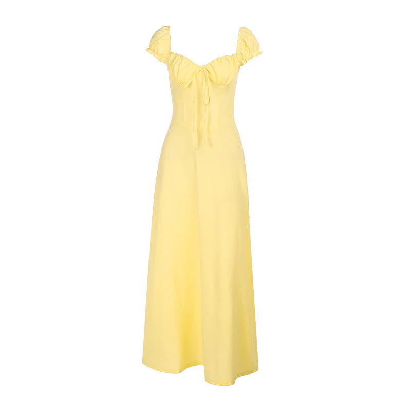Damen Maxikleid mit Eleganter Schnürdetail und Puffärmeln Heidi-Mode - Image 5