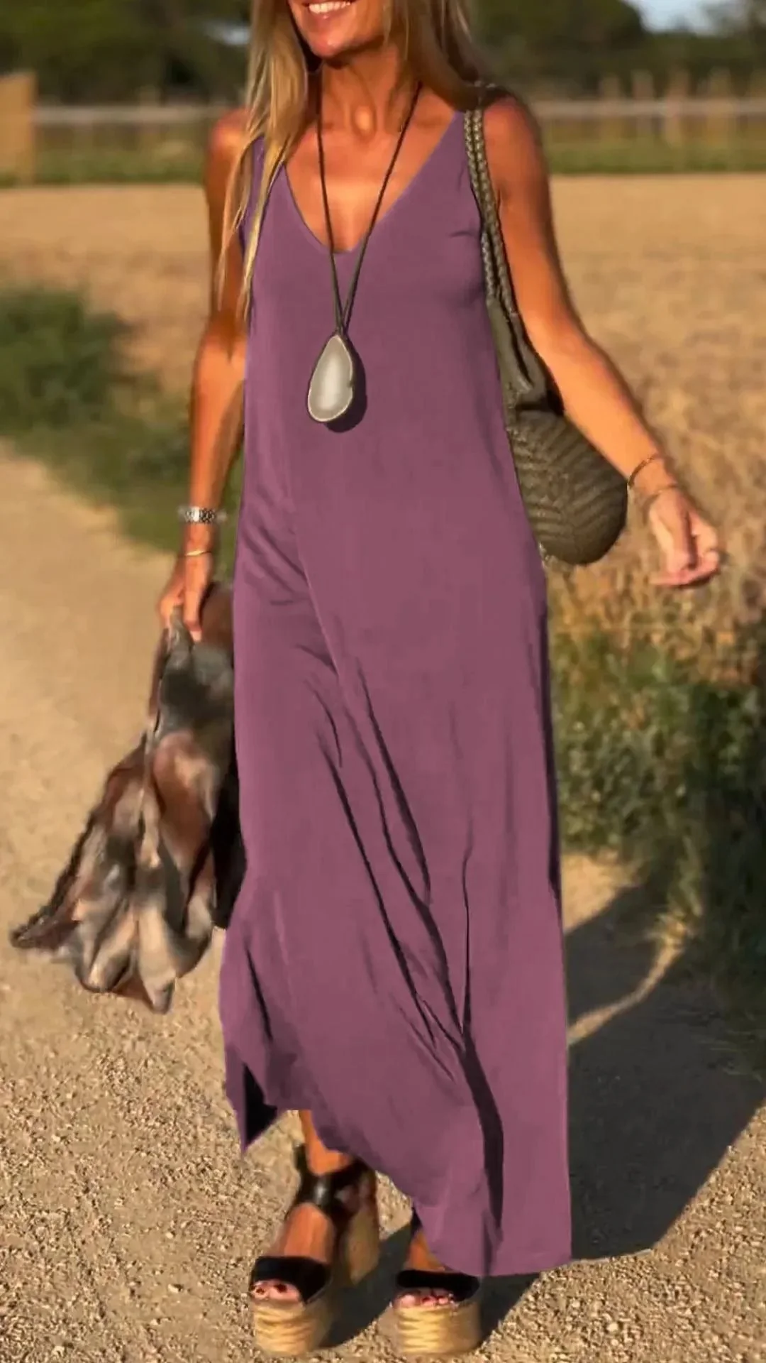 Damen Maxikleid mit Eleganter V-Form und Qualitativ Hochwertigem Obermaterial Heidi-Mode - Image 8