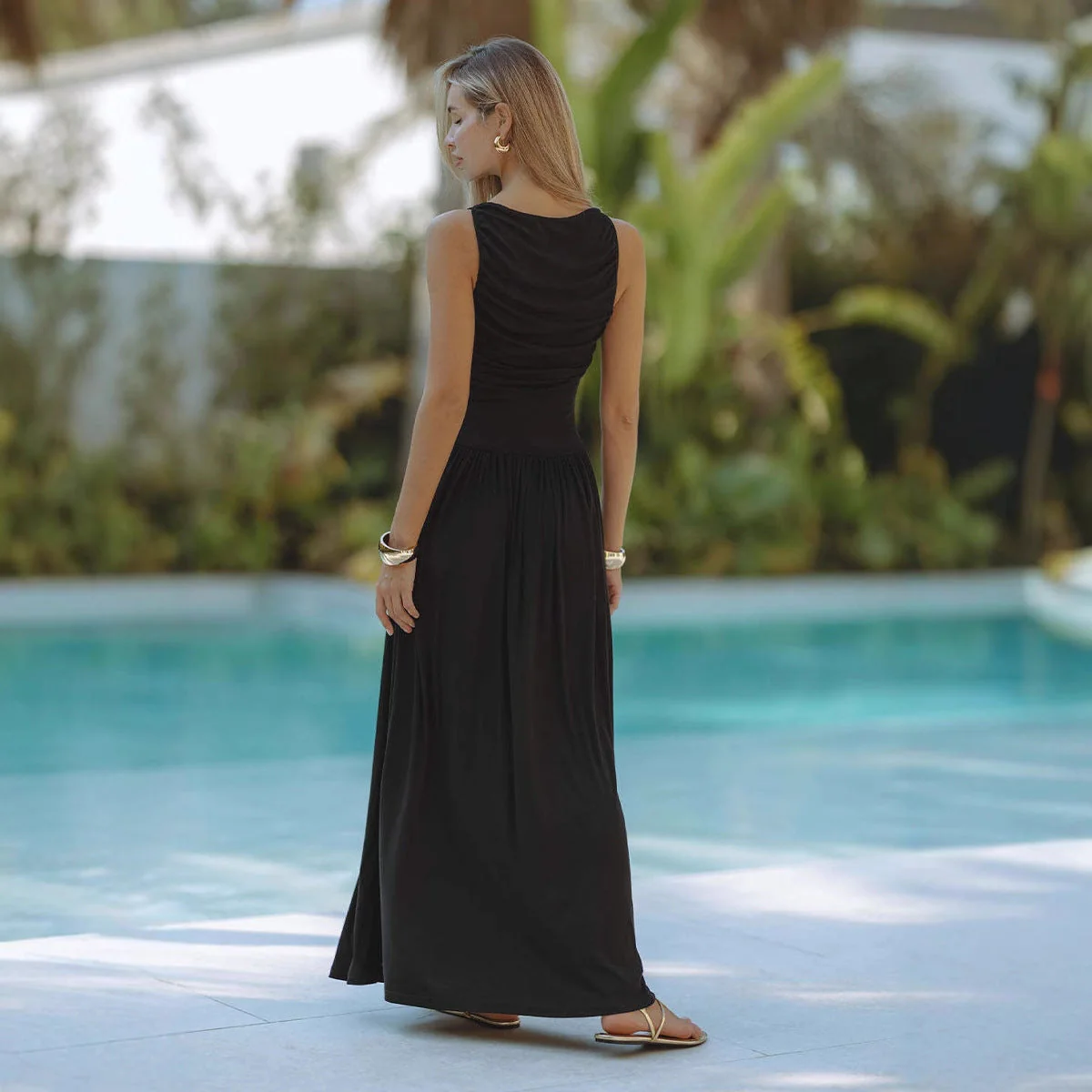 Damen Maxikleid mit Figurbetontem Oberteil und Fließendem Rock Heidi-Mode - Image 2