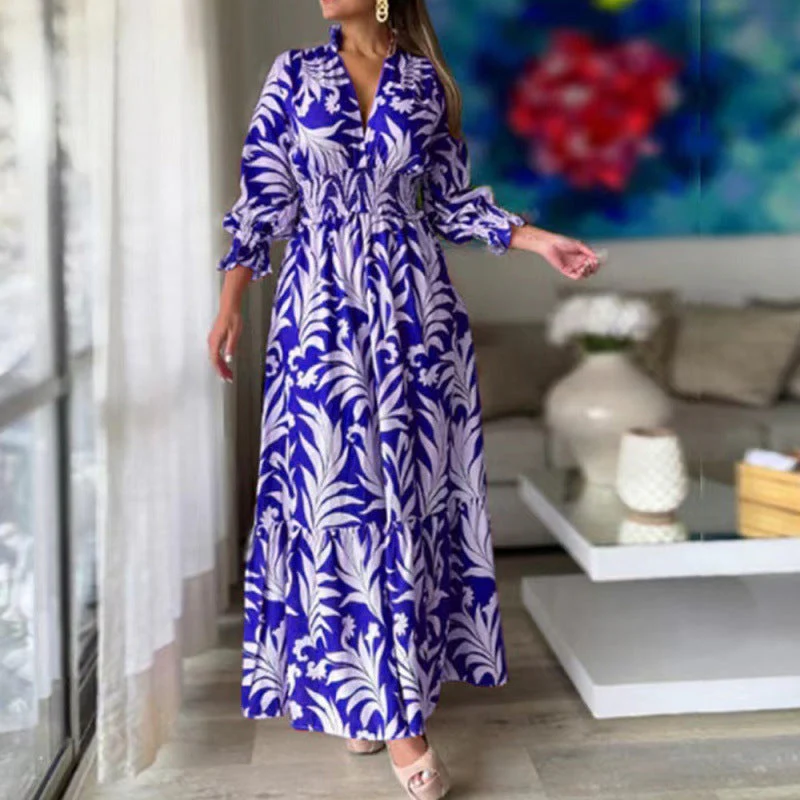 Damen Maxikleid mit Floralem Design und Voluminösen Ärmeln Heidi-Mode - Image 6