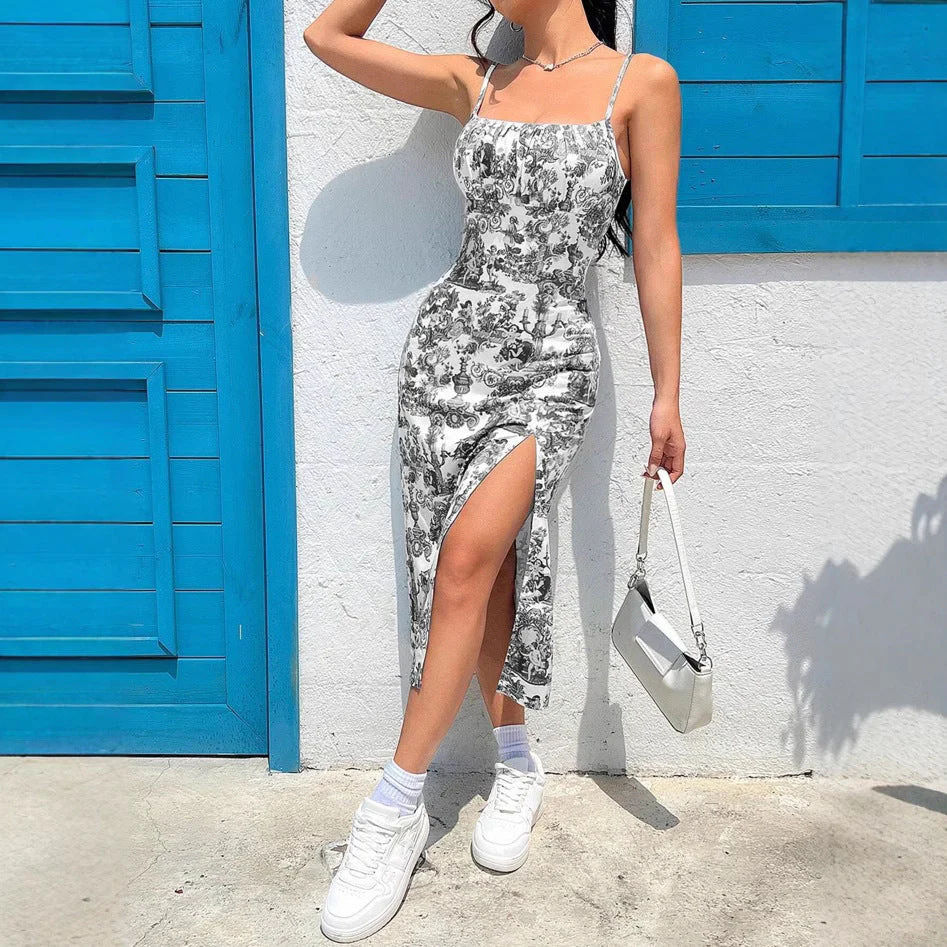 Damen Maxikleid mit Floralem Muster und Spaghettiträgern Heidi-Mode - Image 3