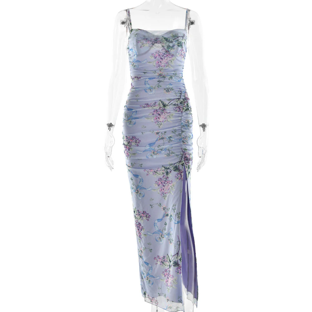 Damen Maxikleid mit Floralem Musterdruck und Seitlichem Schlitz Heidi-Mode - Image 5