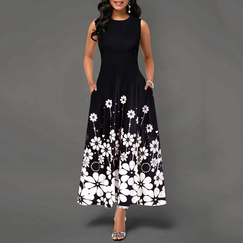 Damen Maxikleid mit Floralem Print und Praktischen Taschen Heidi-Mode - Image 7