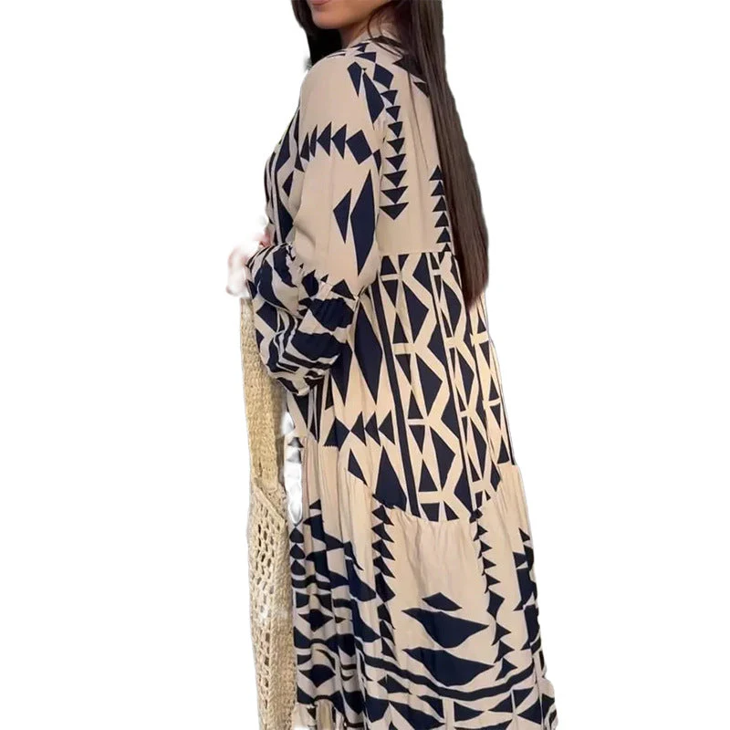 Damen Maxikleid mit Geometrischem Muster und Fließendem Schnitt Heidi-Mode - Image 2
