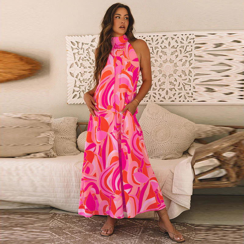Damen Maxikleid mit Hohem Kragen und Floralem Muster Heidi-Mode - Image 2