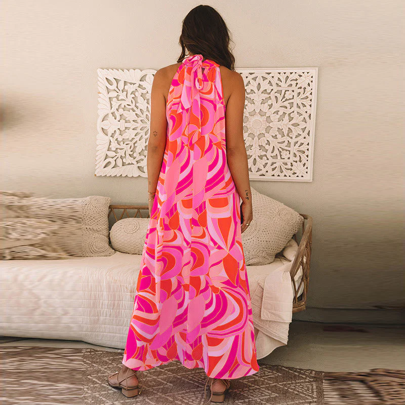 Damen Maxikleid mit Hohem Kragen und Floralem Muster Heidi-Mode - Image 4