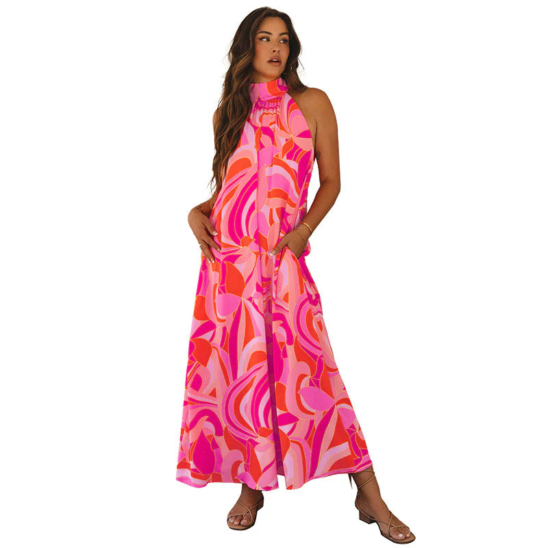 Damen Maxikleid mit Hohem Kragen und Floralem Muster Heidi-Mode - Image 6