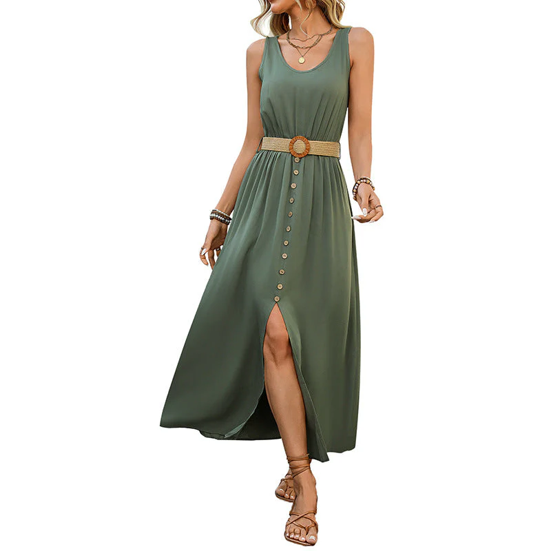 Damen Maxikleid mit Knopfleiste und Elegantem Schlitz Heidi-Mode - Image 5