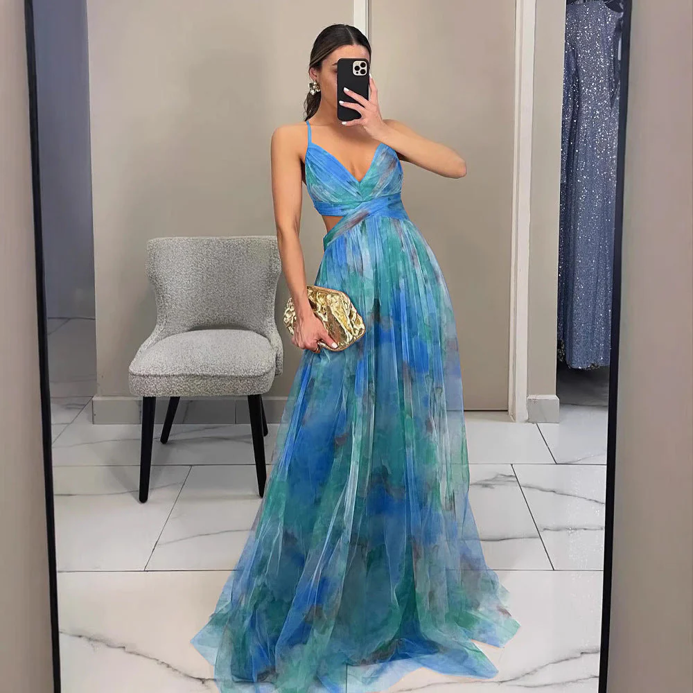 Damen Maxikleid mit Kunstvollem Wickeldesign und Transparentem Rock Heidi-Mode - Image 4
