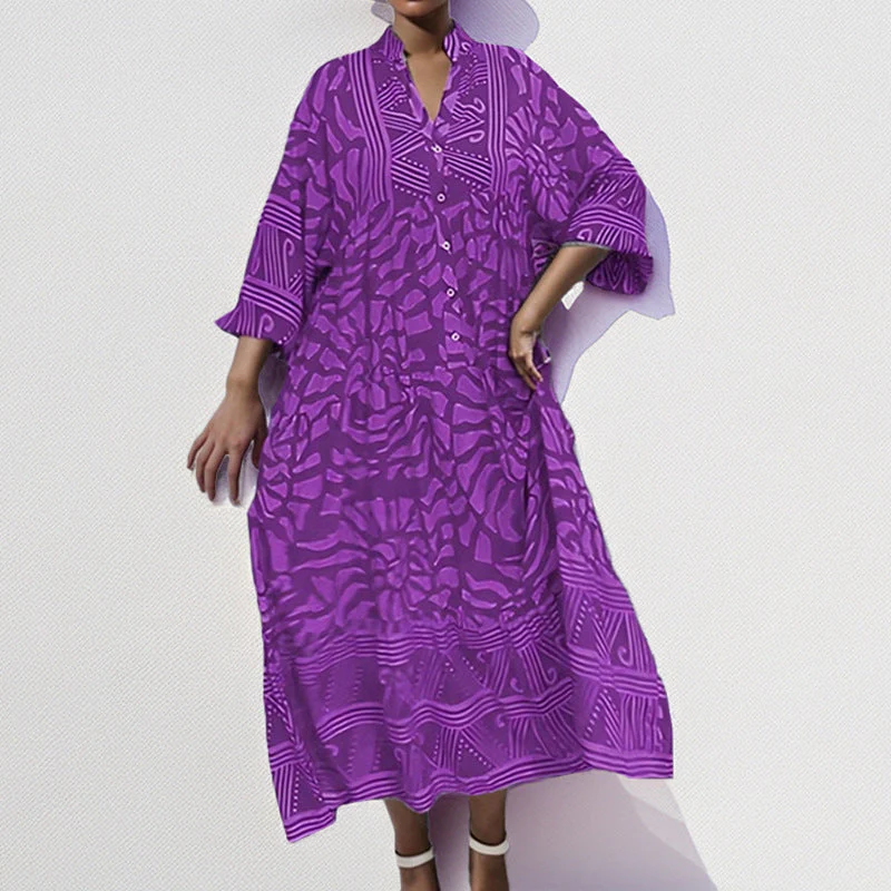 Damen Maxikleid mit Modernem Grafischem Design und Elegantem V-Ausschnitt Heidi-Mode - Image 8