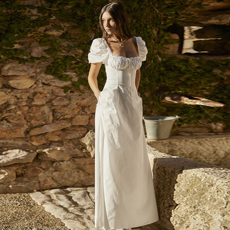 Damen Maxikleid mit Puffärmeln und Romantischem Rüschendetail Heidi-Mode - Image 6