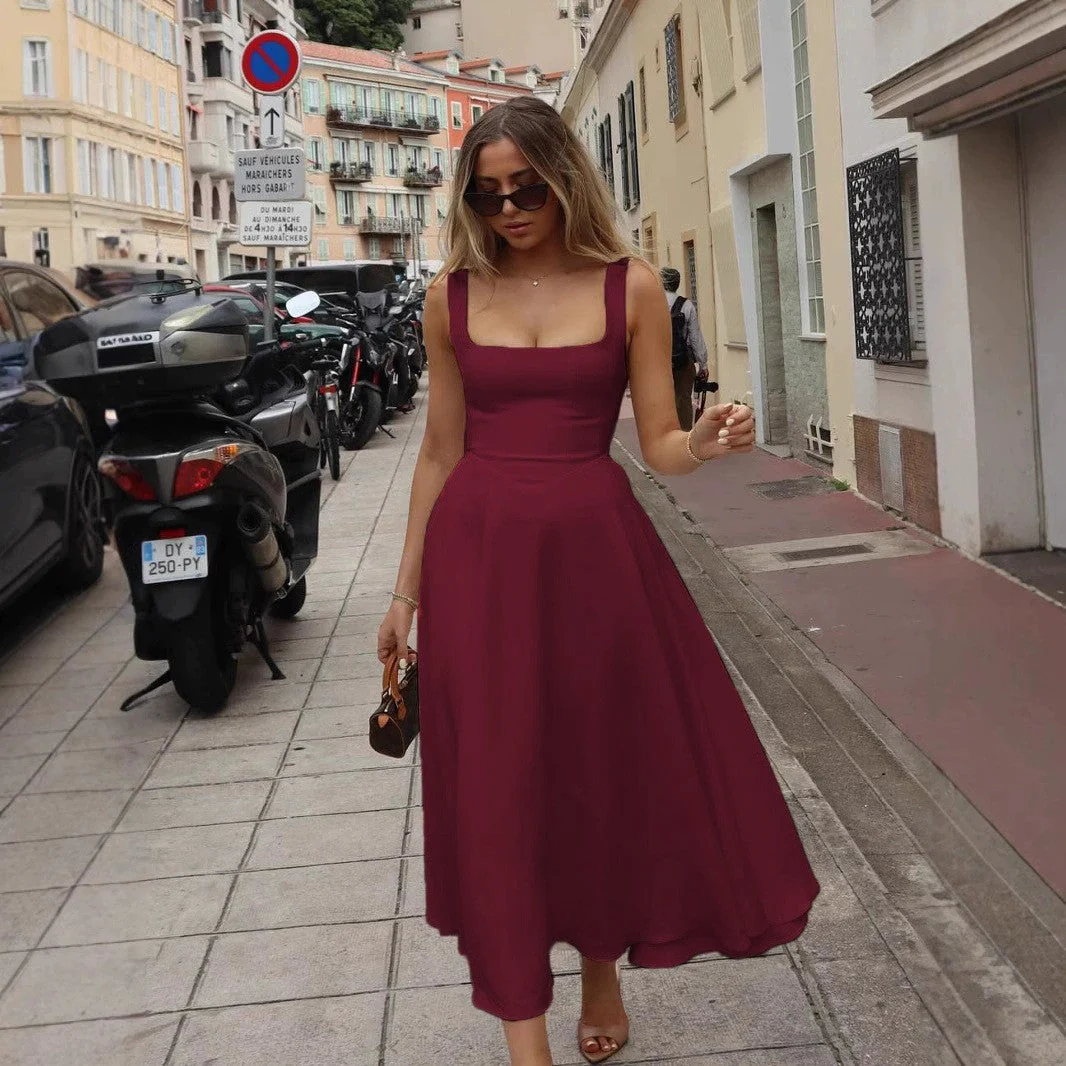 Damen Maxikleid mit Quadratischen Ausschnitten und Fließendem Rock Heidi-Mode - Image 10