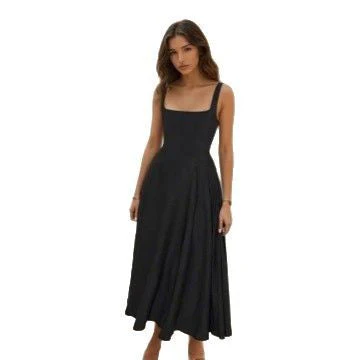 Damen Maxikleid mit Quadratischen Ausschnitten und Fließendem Rock Heidi-Mode - Image 5