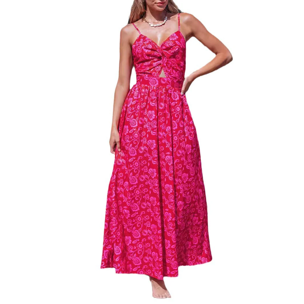 Damen Maxikleid mit Raffiniertem Knotendetail und Floralen Designelementen Heidi-Mode - Image 5