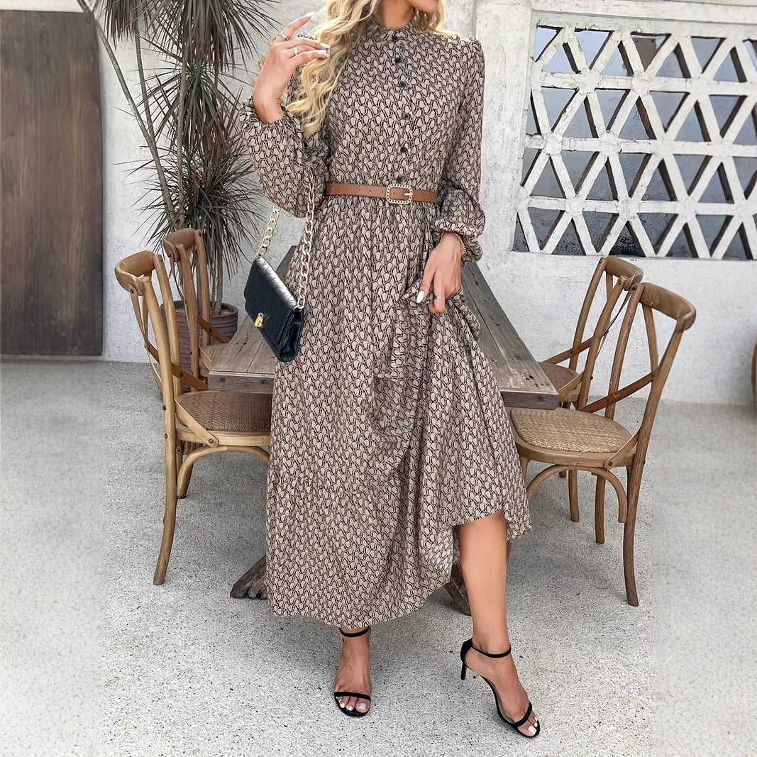 Damen Maxikleid mit raffiniertem Muster und Taillengürtel Heidi-Mode - Image 3