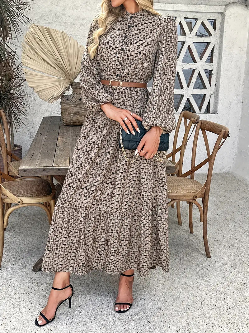 Damen Maxikleid mit raffiniertem Muster und Taillengürtel Heidi-Mode - Image 6