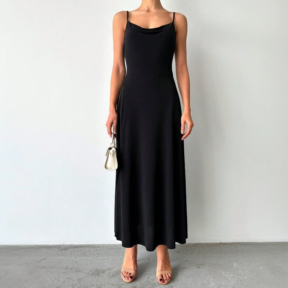 Damen Maxikleid mit Raffiniertem Schlitz und Verstellbaren Spaghettiträgern Heidi-Mode - Image 3
