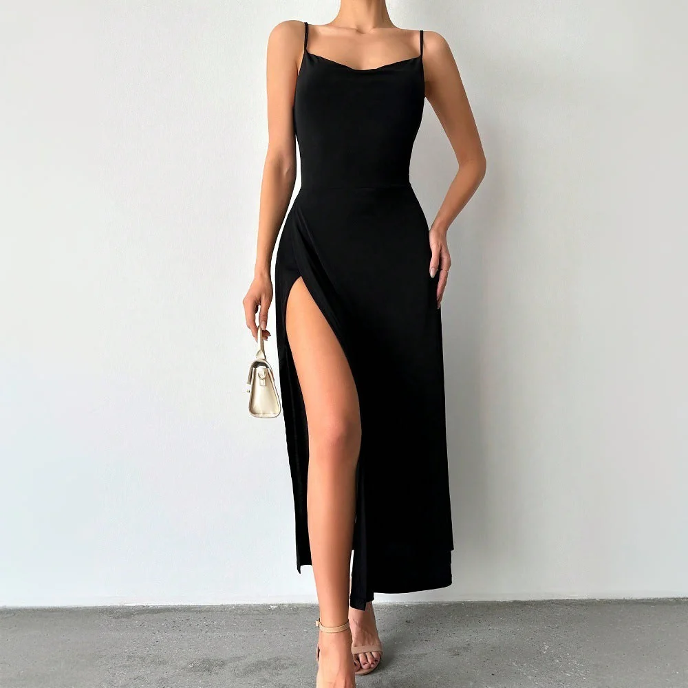 Damen Maxikleid mit Raffiniertem Schlitz und Verstellbaren Spaghettiträgern Heidi-Mode - Image 6