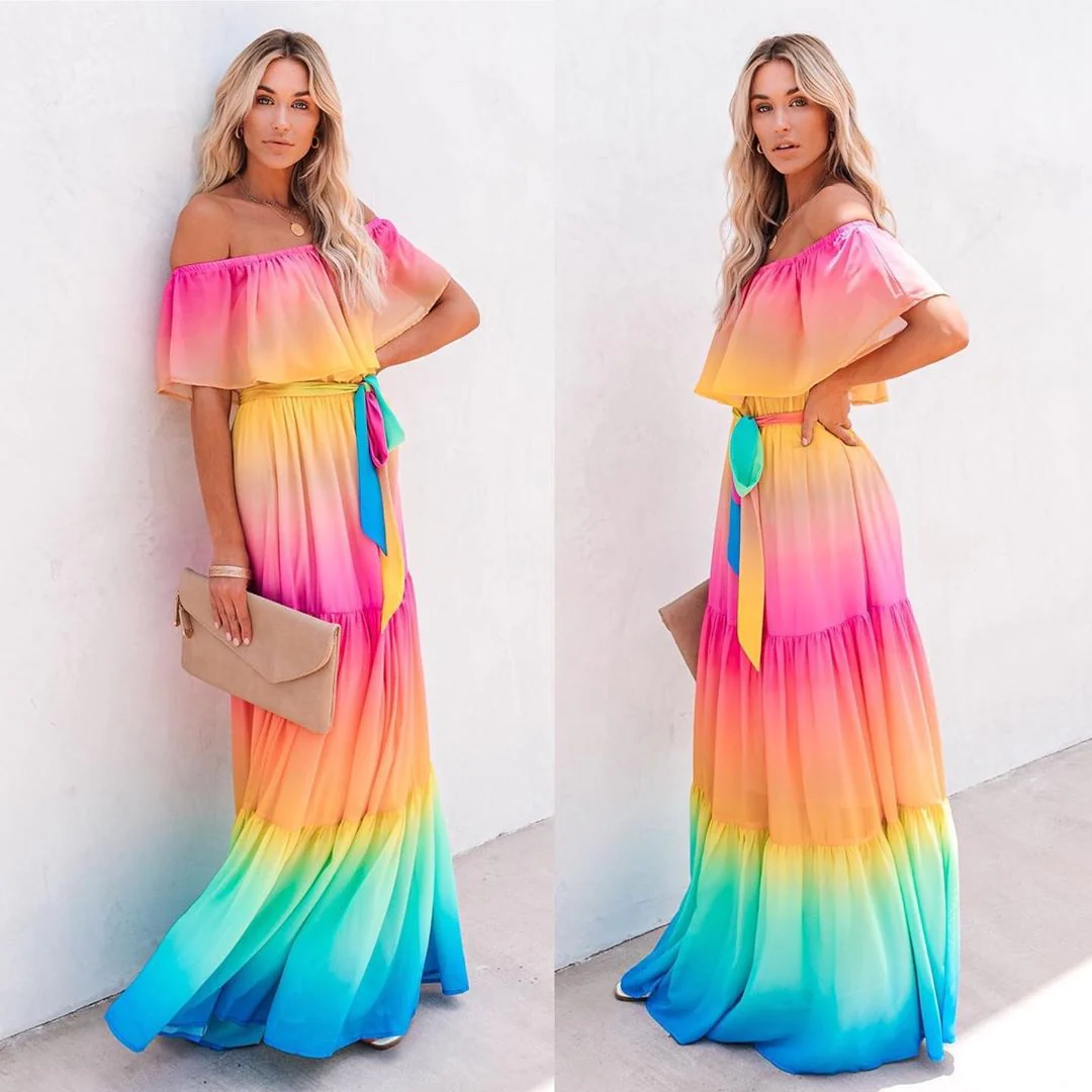 Damen Maxikleid mit Schulterfreiem Design Von Heidi-Mode - Image 2