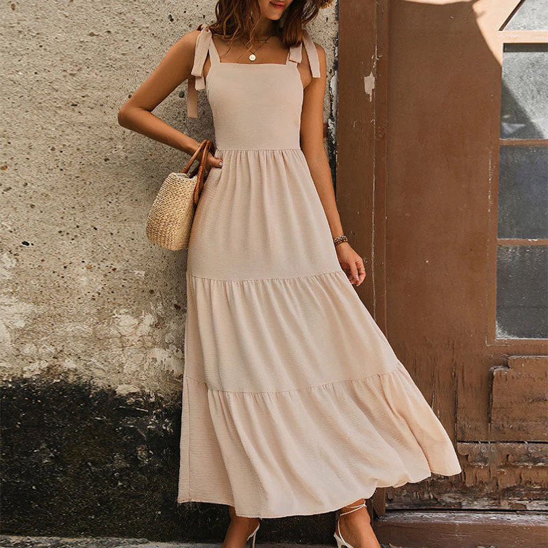 Damen Maxikleid mit Verstellbaren Trägern und Voluminösem Rock Heidi-Mode - Image 2