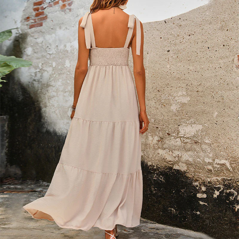 Damen Maxikleid mit Verstellbaren Trägern und Voluminösem Rock Heidi-Mode - Image 4