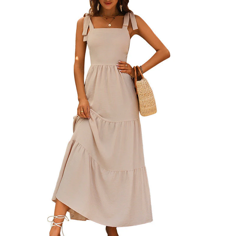 Damen Maxikleid mit Verstellbaren Trägern und Voluminösem Rock Heidi-Mode - Image 5