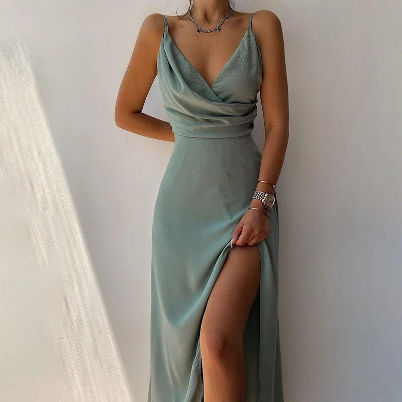 Damen Maxikleid mit Wickeloberteil und seitlichem Schlitz Heidi-Mode - Image 2