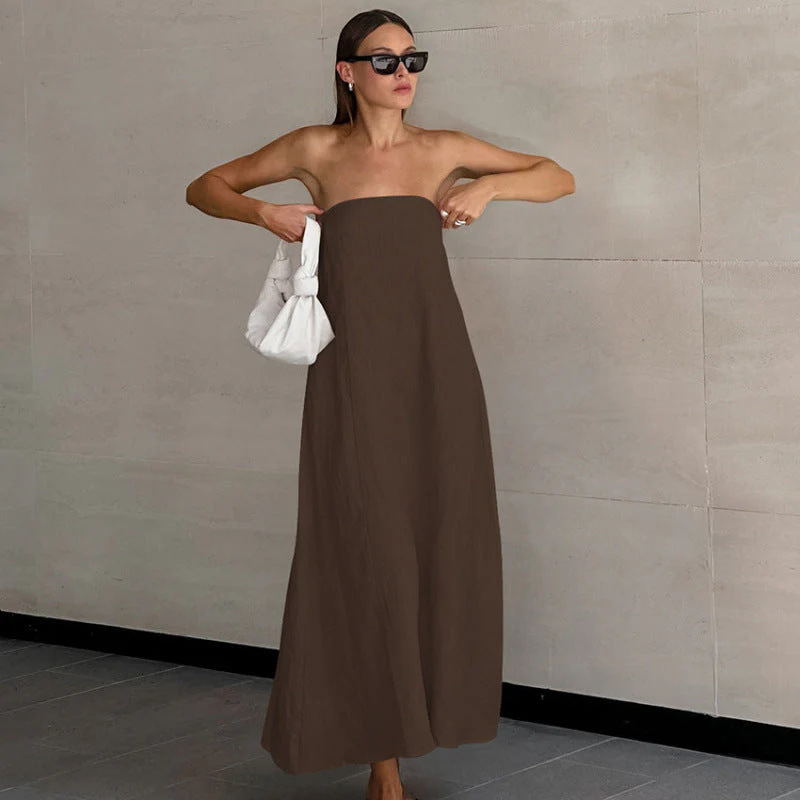 Damen Maxikleid Ohne Ärmel mit Elegantem Taillenband und Fließendem Schnitt Heidi-Mode - Image 7