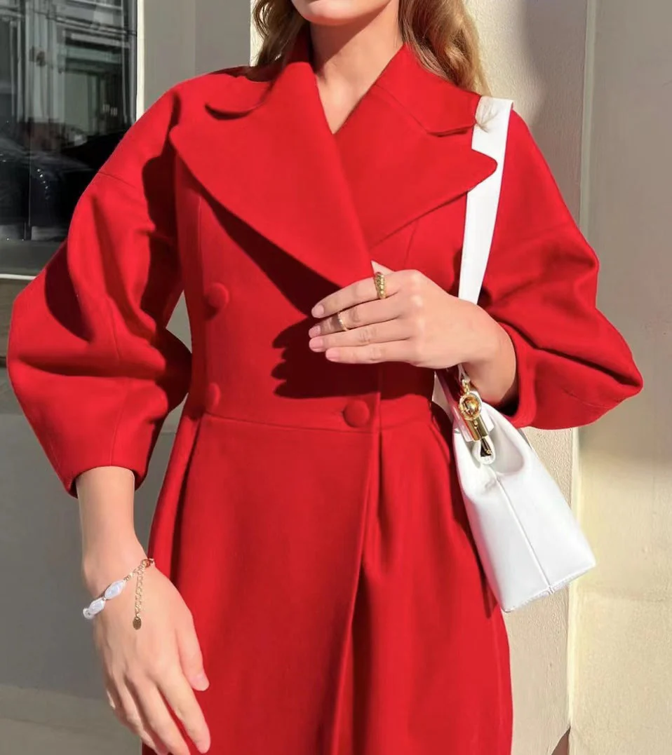 Damen Maximaler Oversized Mantel mit Schulterschultern und Doppelreihe Heidi-Mode - Image 10