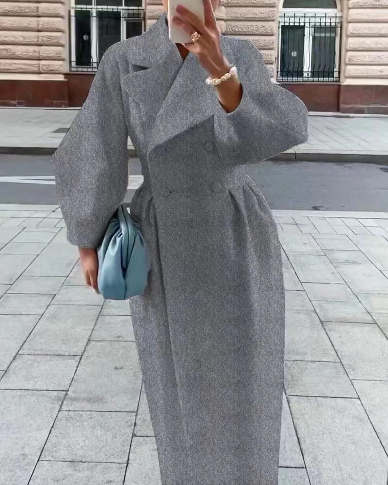 Damen Maximaler Oversized Mantel mit Schulterschultern und Doppelreihe Heidi-Mode - Image 6