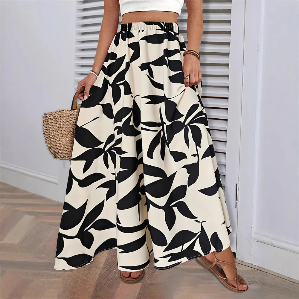 Damen Maxirock mit Floralem Muster Heidi-Mode