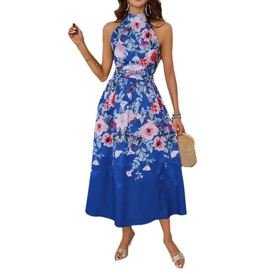 Damen Midi-Kleid mit Blumenmuster und Asymmetrischem Saum Heidi-Mode - Image 5