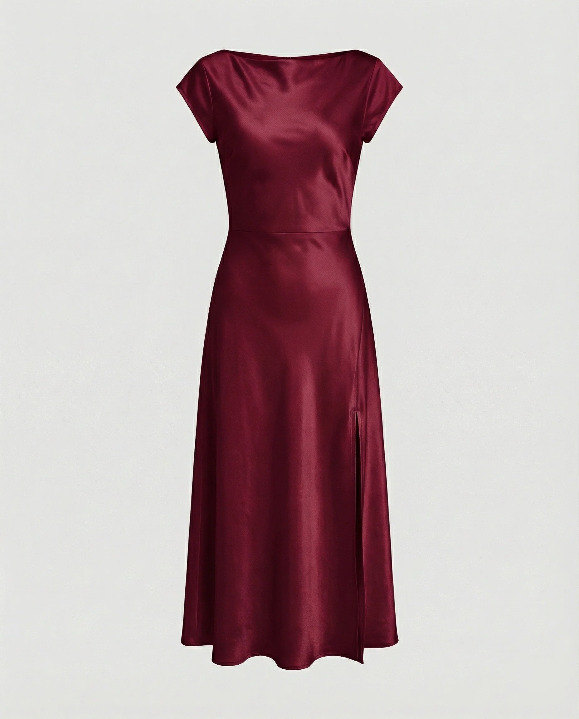 Damen Satin Midikleid mit Schlitz - Image 13