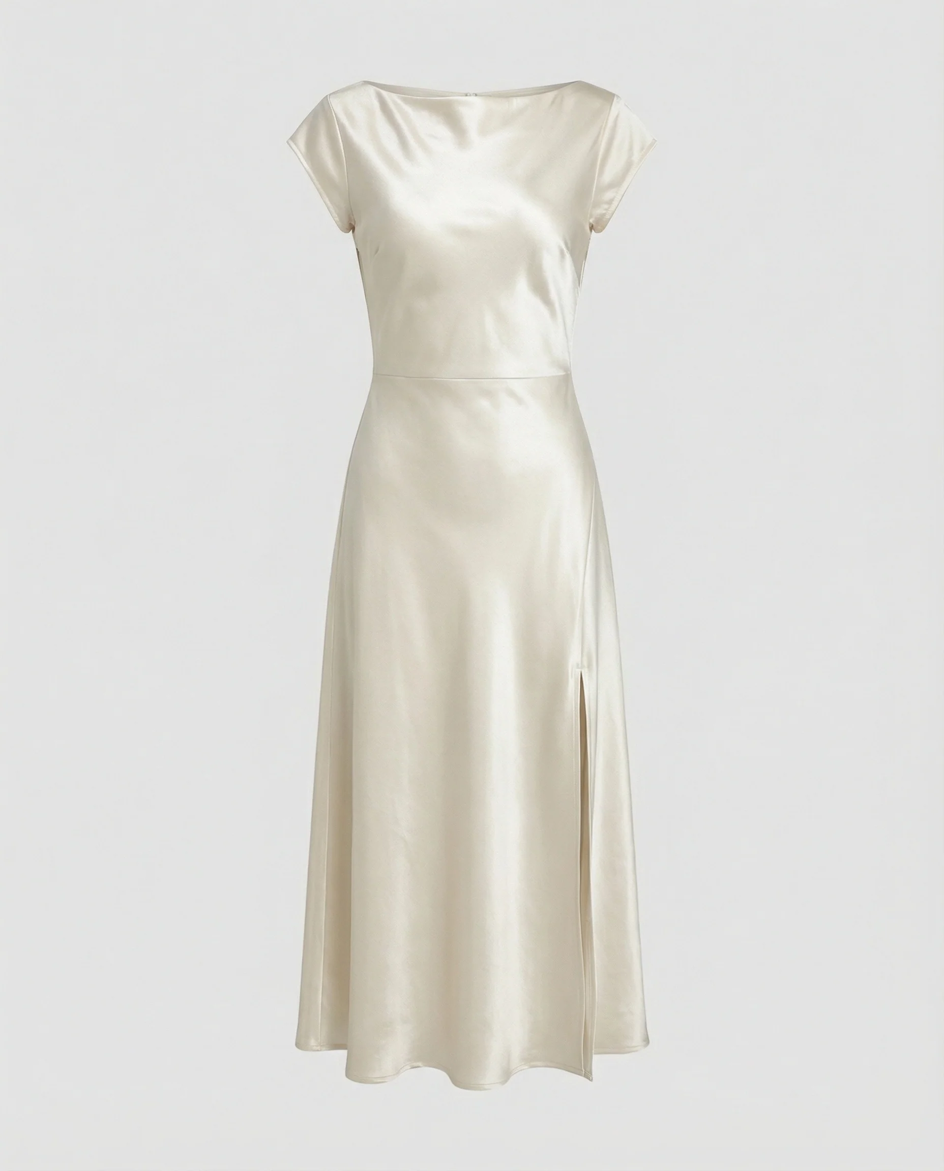 Damen Satin Midikleid mit Schlitz - Image 4