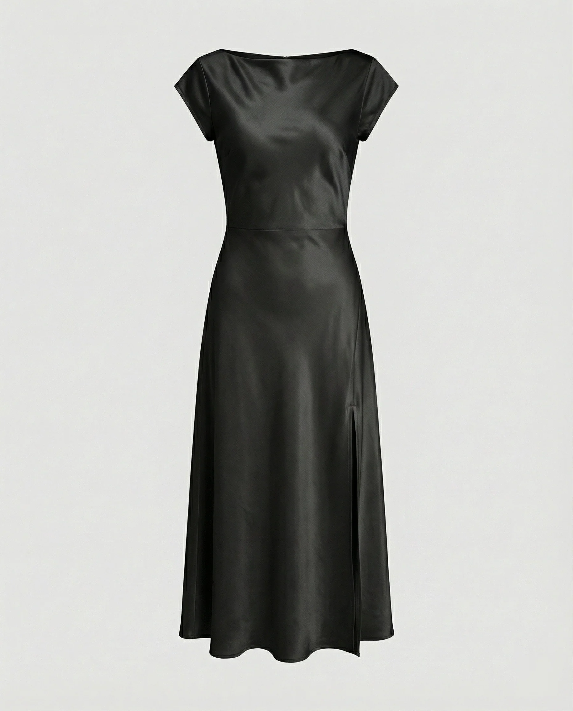 Damen Satin Midikleid mit Schlitz - Image 7