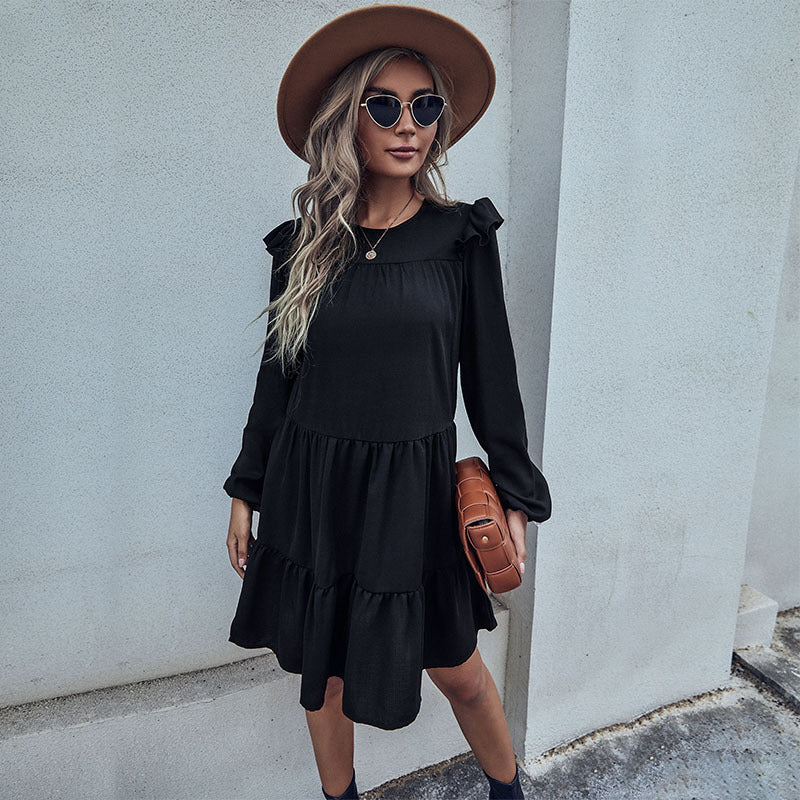 Damen Midi-Kleid mit Rüschendetails und Voluminösem Rock Heidi-Mode - Image 3