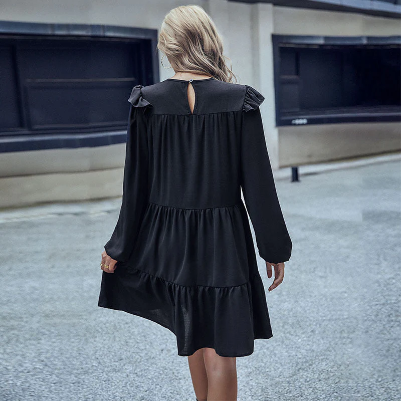 Damen Midi-Kleid mit Rüschendetails und Voluminösem Rock Heidi-Mode - Image 4
