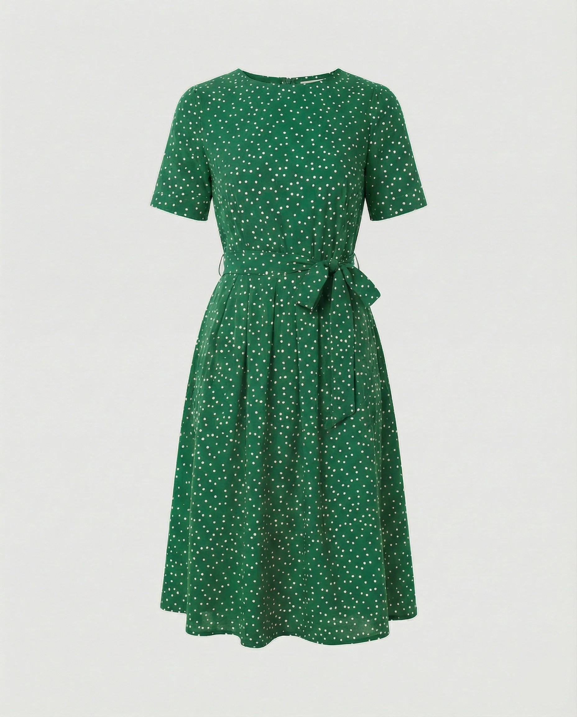 Damen Midi-Kleid mit Taillengürtel und Punkten - Image 4