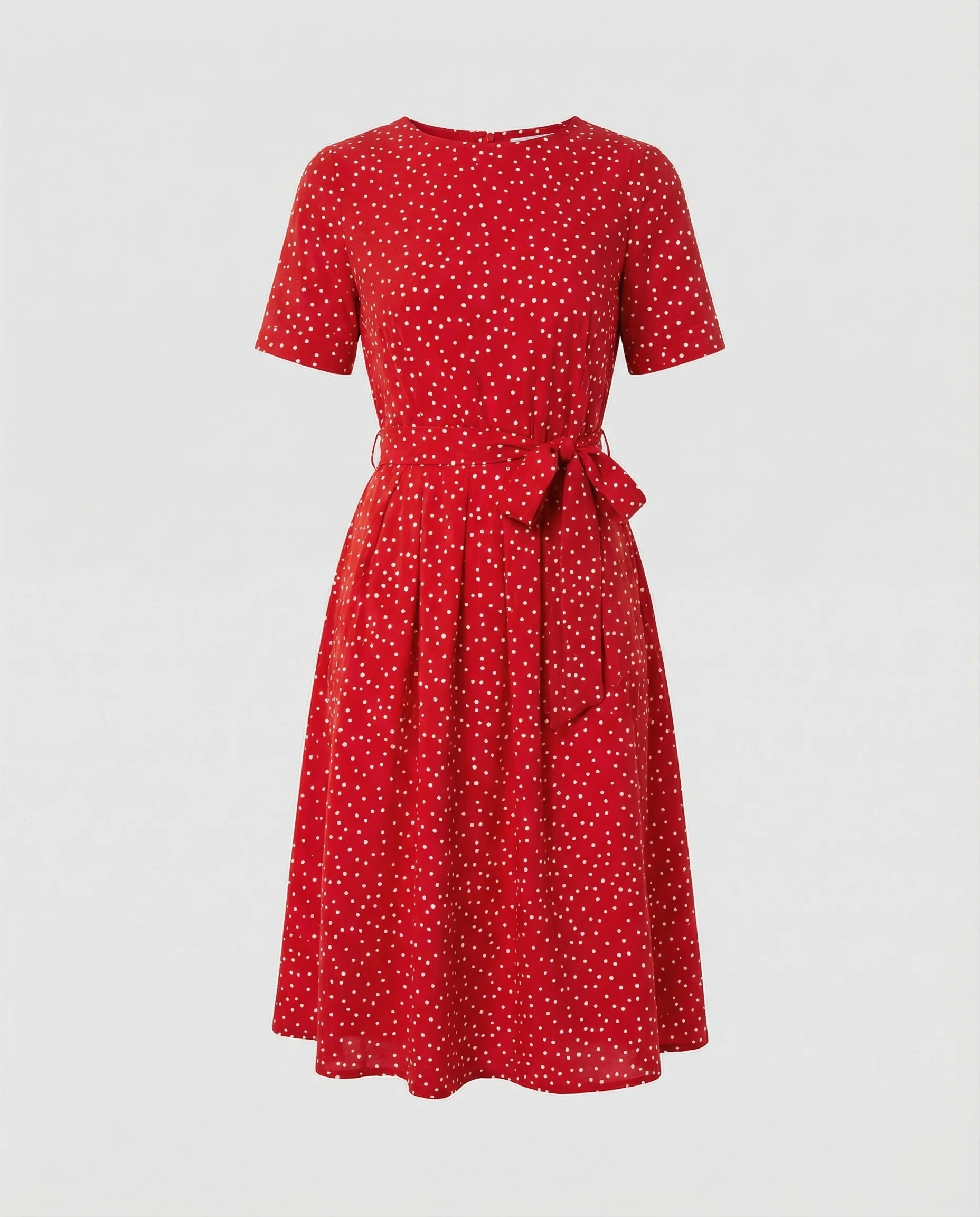 Damen Midi-Kleid mit Taillengürtel und Punkten - Image 5