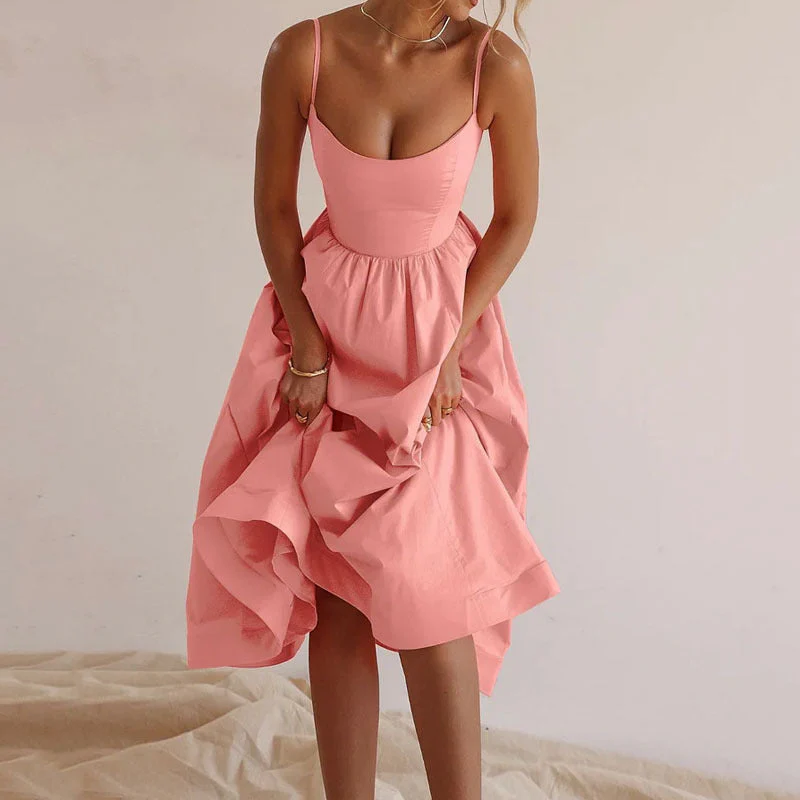 Damen Midi-Kleid mit Tailliertem Oberteil und Schwingendem Rock Heidi-Mode