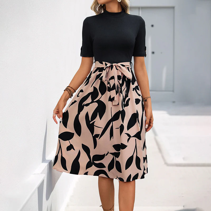 Damen Midikleid mit floralem Bindegürtel und eleganter Schnittführung Heidi-Mode - Image 5