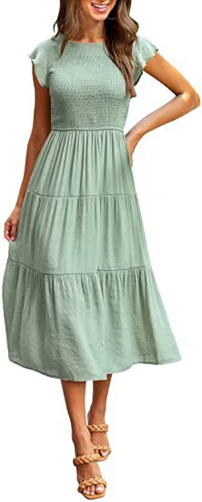 Damen Midikleid mit Gesmoktem Oberteil und Voluminösem Rock Heidi-Mode - Image 12