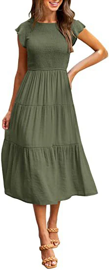 Damen Midikleid mit Gesmoktem Oberteil und Voluminösem Rock Heidi-Mode - Image 8