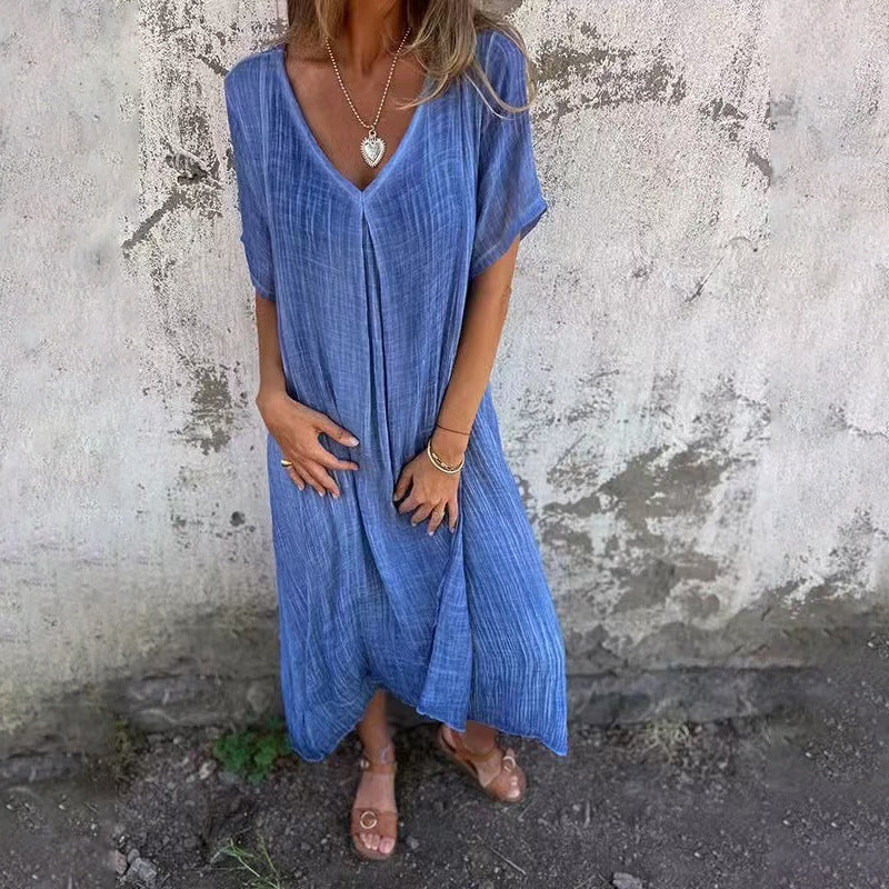 Damen Midikleid mit Lässigem V-Ausschnitt und Luftiger Passform Heidi-Mode - Image 2
