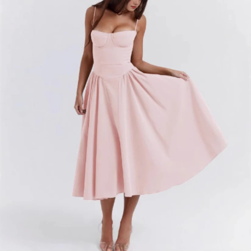 Damen Midikleid mit trägerlosem Design und voluminösem Faltenrock Heidi-Mode - Image 7