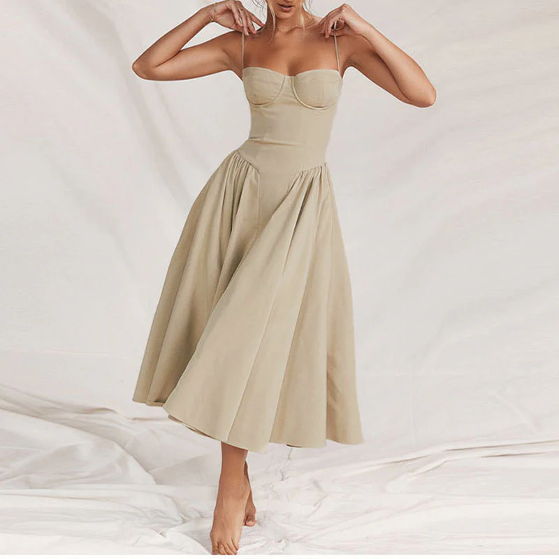 Damen Midikleid mit trägerlosem Design und voluminösem Faltenrock Heidi-Mode - Image 8