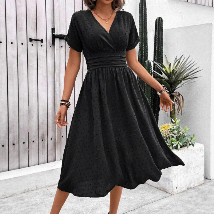 Damen Midikleid mit V-Ausschnitt und Taillenakzent Heidi-Mode - Image 2