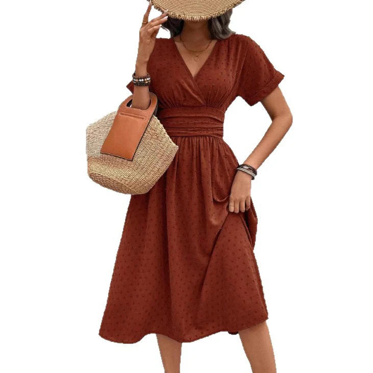 Damen Midikleid mit V-Ausschnitt und Taillenakzent Heidi-Mode - Image 5